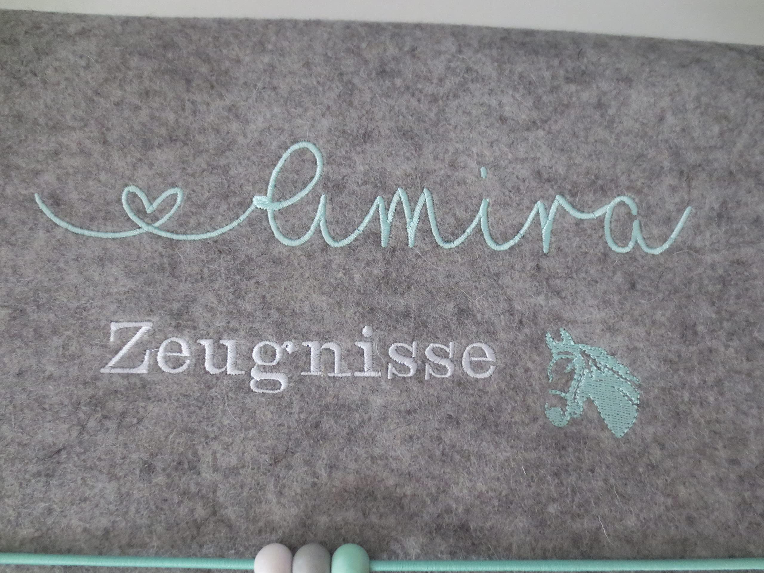 Zeugnismappe Wollfilz Mappe Zeugnisse DIN A4 Grundschule Schule"Pferd"