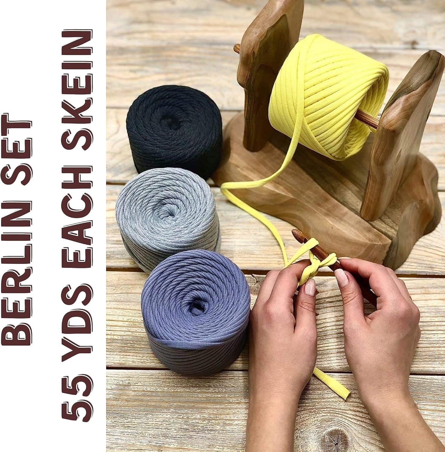 T-Shirt Yarn Fettuccini Zpagetti Set, 4 Cotton Yarn Balls Total of 218 Yards, Tshirt Yarn Kit for Crocheting, Knitting, Macrame, Berlin Set