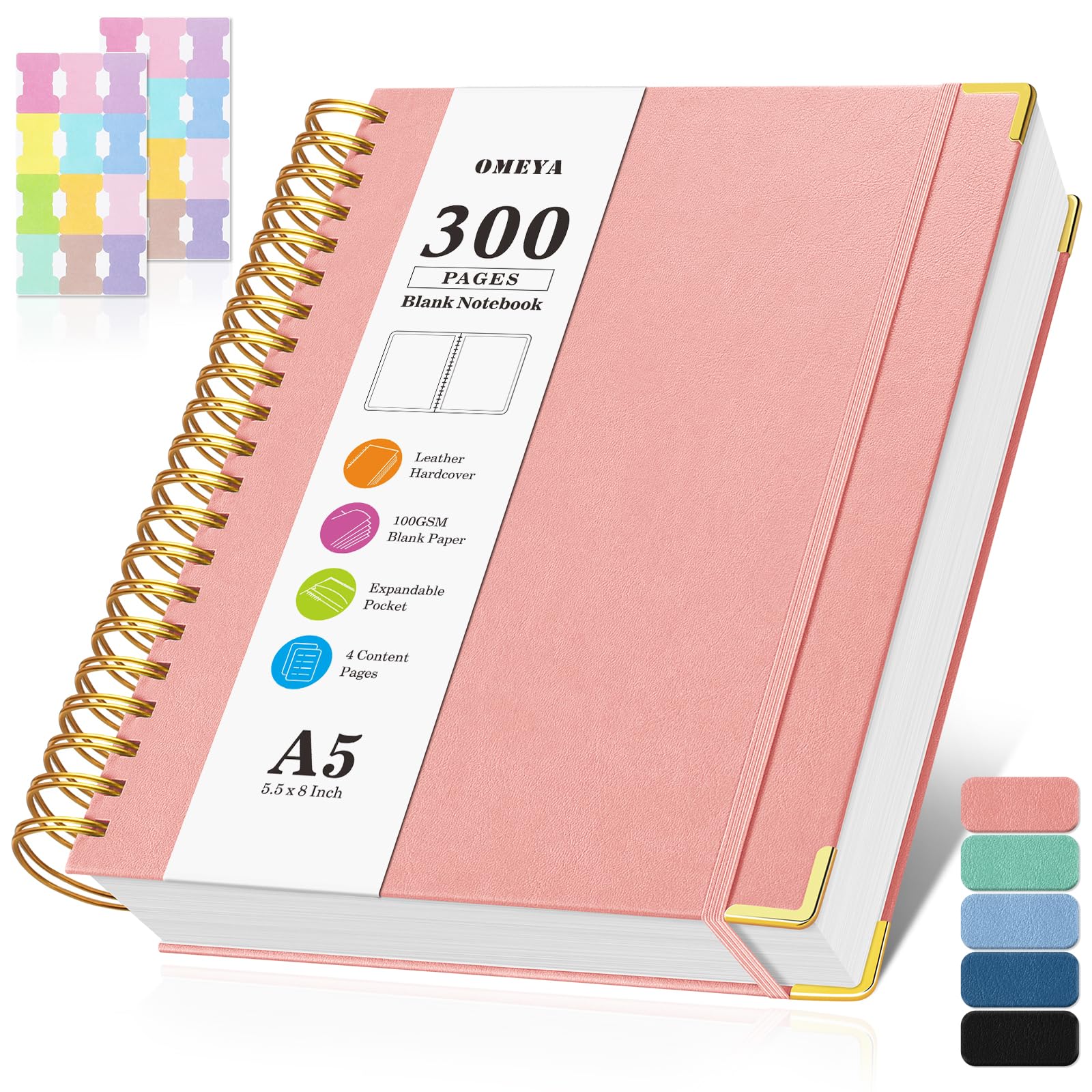 Blank Spiral Notebook: Leather Sketch Book, Unlined Notebook for Women Men