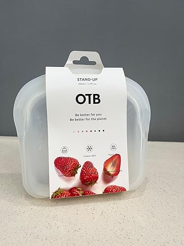 Miniatura 8 de OTB Juego de 2 bolsas de almacenamiento de silicona reutilizables y de pie, contenedor de almacenamiento de alimentos de silicona, sin fugas, apto
