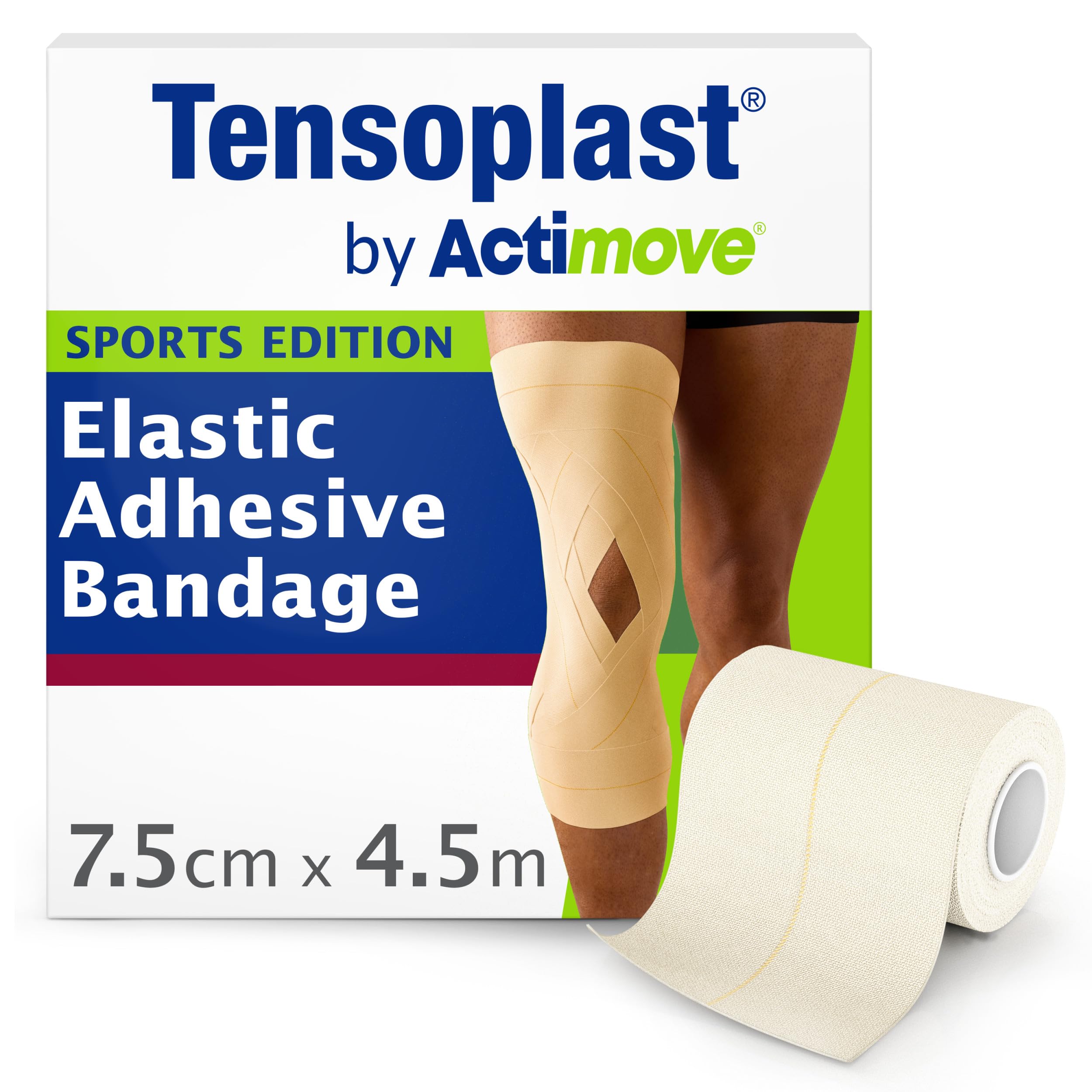 Tensoplast by Actimove Sports Edition EAB Tape for Firm Compression, with Medium Support for Joints, 7.5 cm x 4.5 m, Cream, 1 Roll
