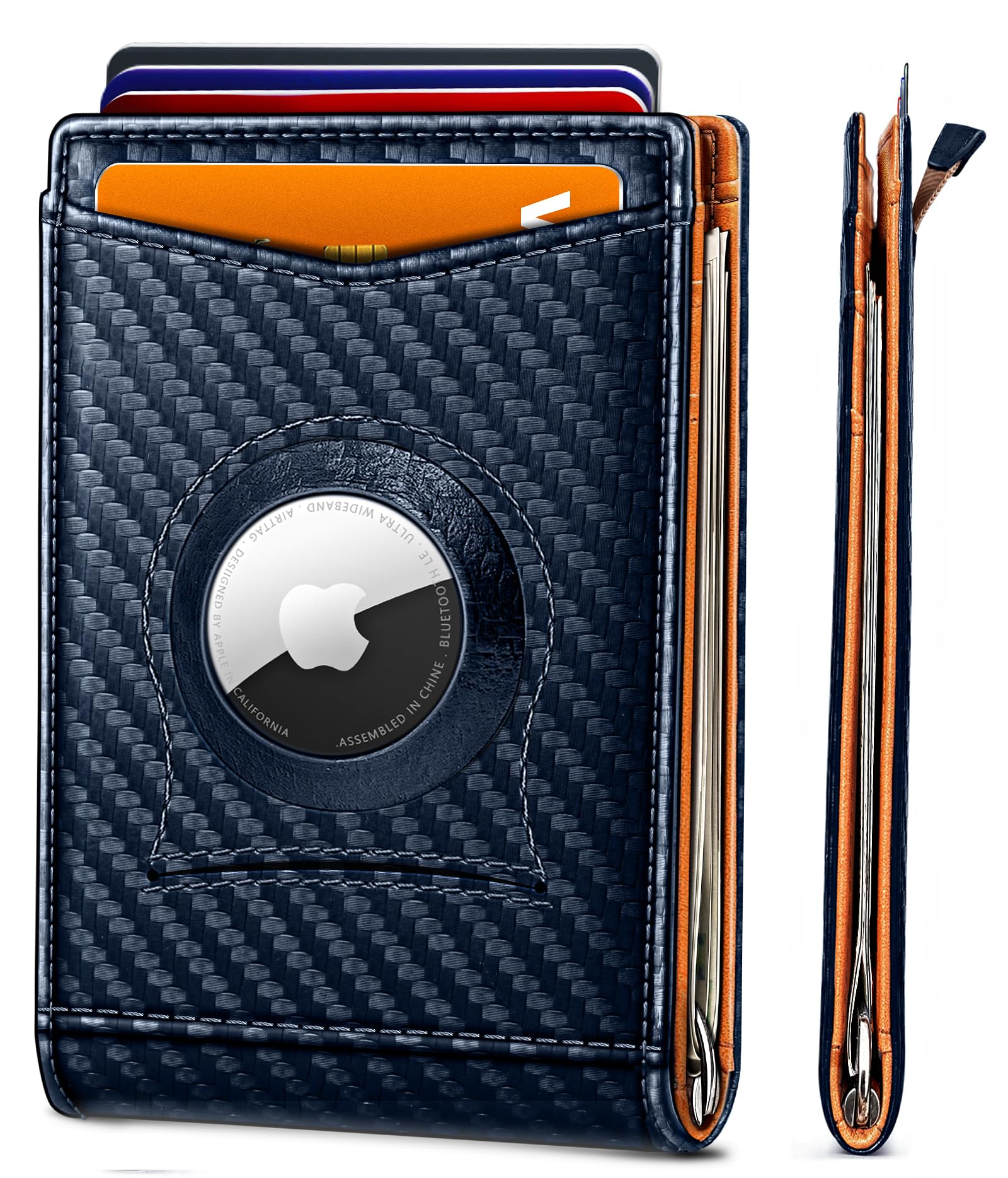 BULLIANT Men Wallet Airtag&Standard Use,Slim Front Pocket Wallet Money Clip for Gifg Men RFID Blocking 11Cards