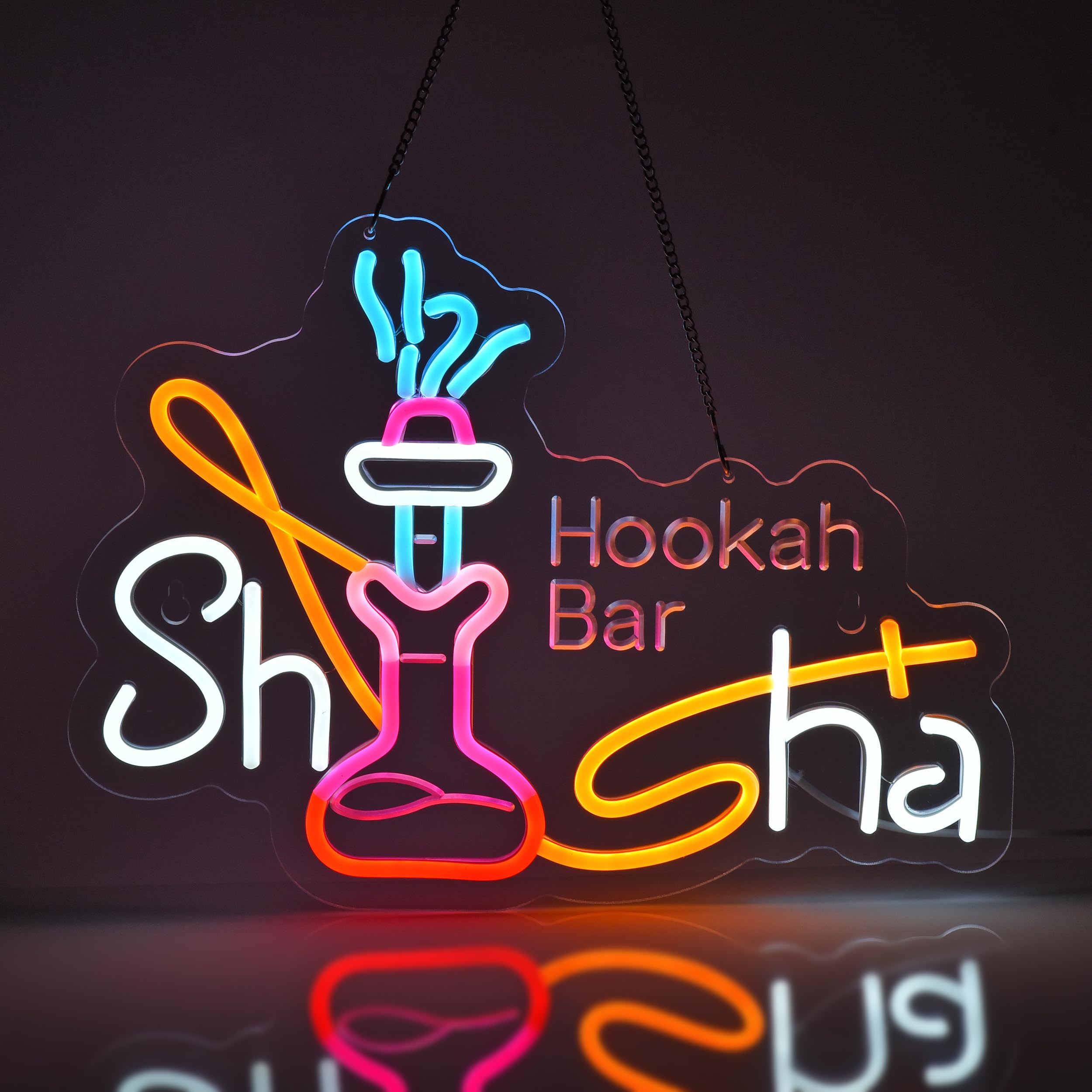CNBEYOUNG SHISHA ネオンサイン 店舗用LED NEON SIGN 店インテリア飾り 壁掛けledネオン管 商店用標識サイン シーシャバーネオンライト 雰囲気溢れ照明看板 バー カフェ 居酒屋 ダイニングバー向け目立つ営業標識 USB給電 40*30cm