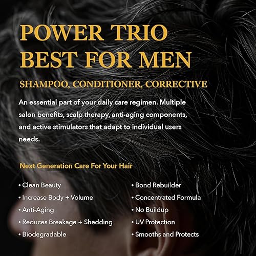 Miniatura 2 de Crecimiento del cabello para hombres. Champú profesional, acondicionador y tratamiento tópico correctivo diario. Cabello saludable, salud del cuero