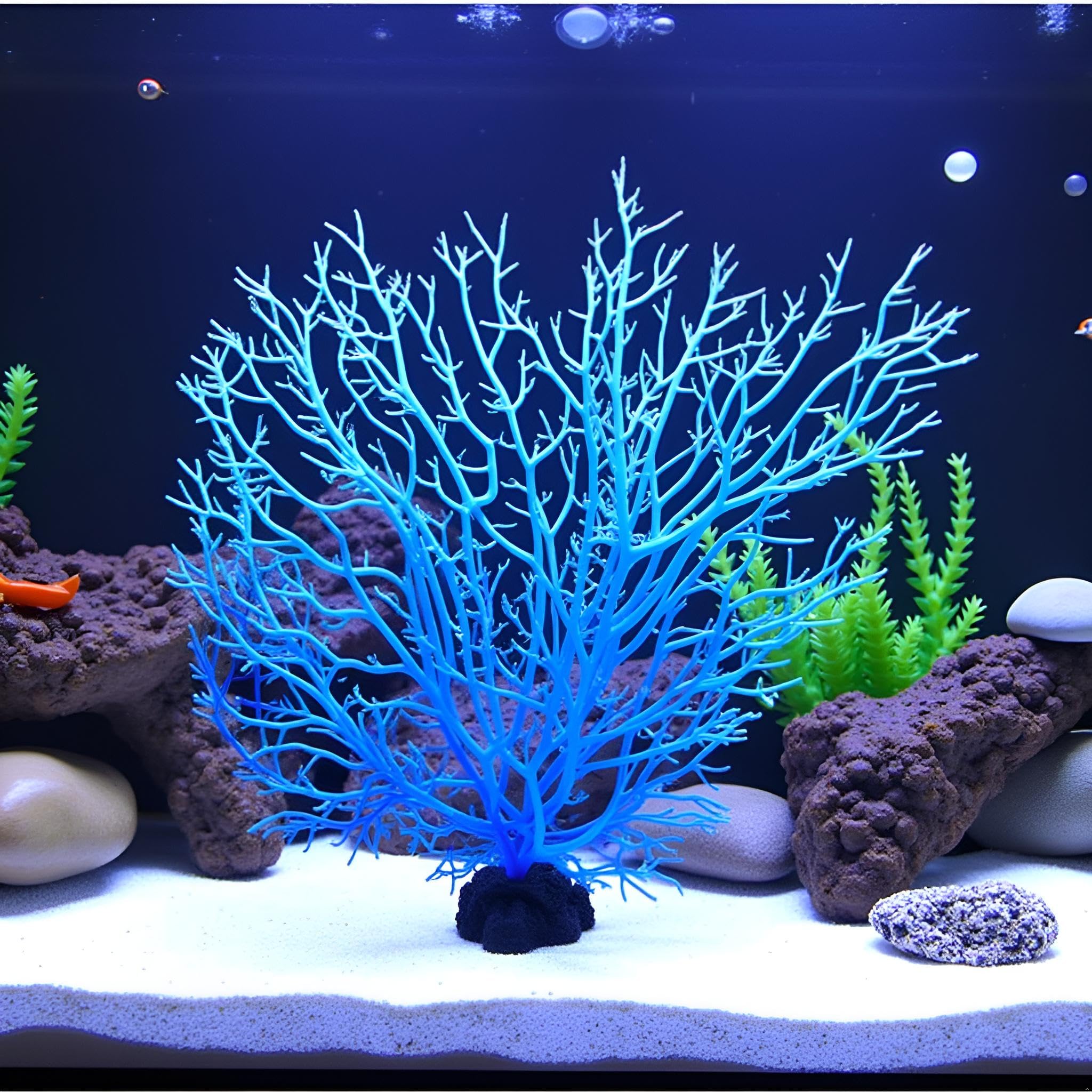 Corallo artificiale blu decorazione acquario ventaglio marino