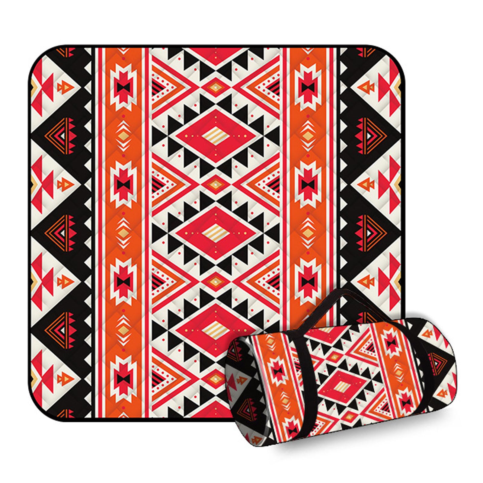 Coperta Picnic Impermeabile Pieghevole 5 Strati Campeggio Con Tracolla Per Escursioni Sull'erba E Viaggi-Black