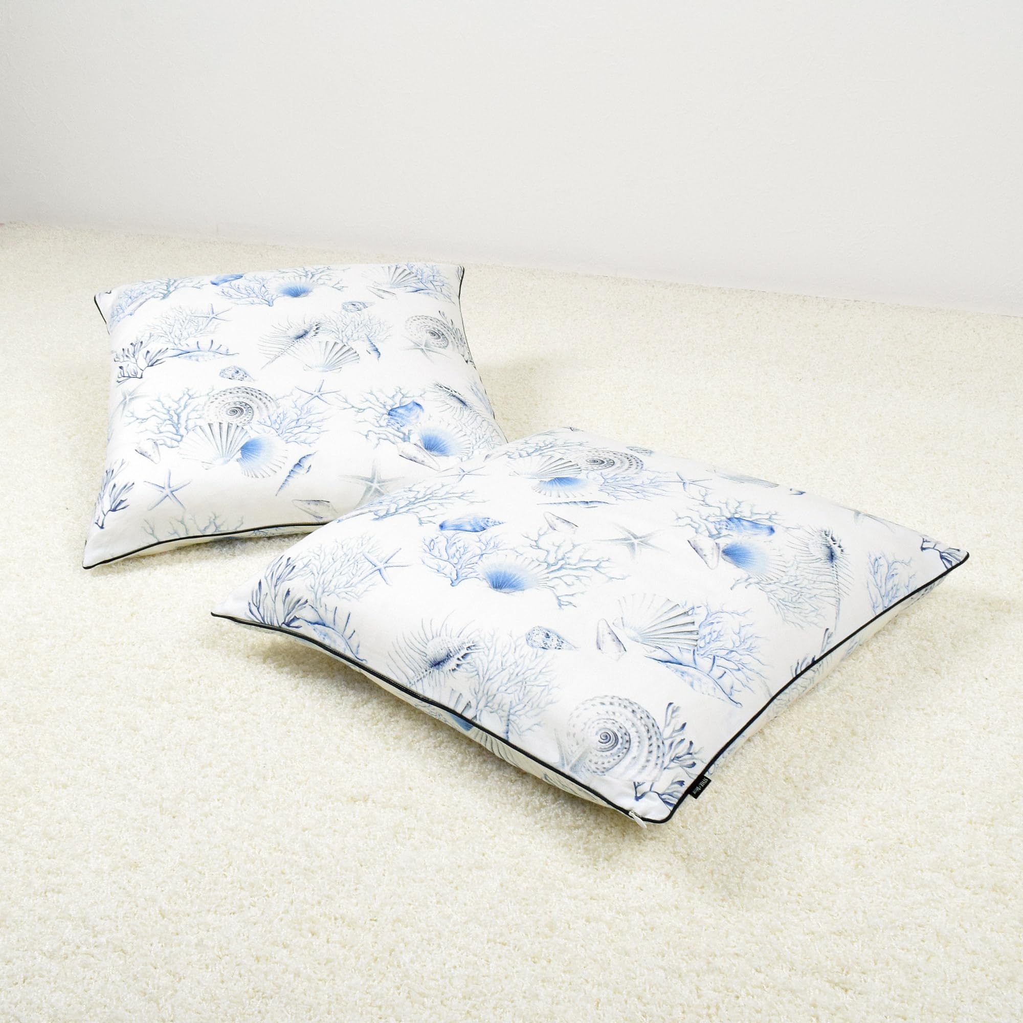 スタイルデコール(STYLE Decor) 座布団カバー (55cm×59cm) 4枚セット コーラル＆シェル シェル マリン 海 おしゃれ W3400402