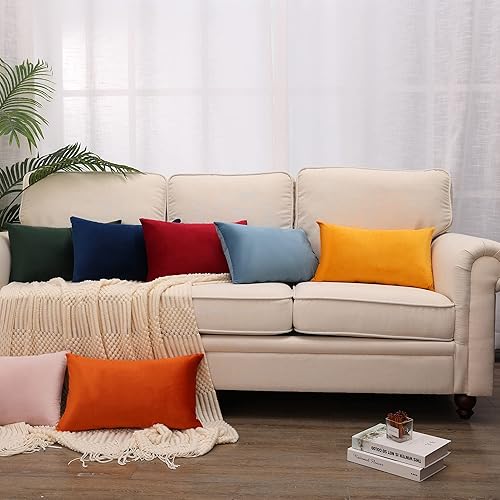 Miniatura 5 de MZPSO Juego de 2 fundas de cojín cuadradas de terciopelo súper suaves y sólidas, decorativas, para sofá, dormitorio, automóvil, 12 x 20 pulgadas,