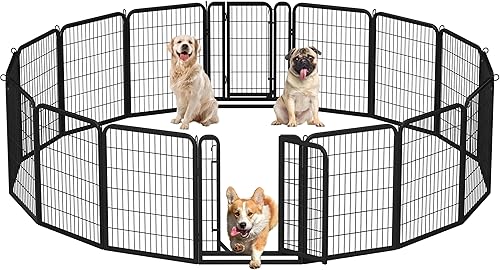 Miniatura 33 de Yaheetech - Corralito para perros, para uso en exteriores e interiores, valla de metal resistente para mascotas, corral para ejercicio, casas