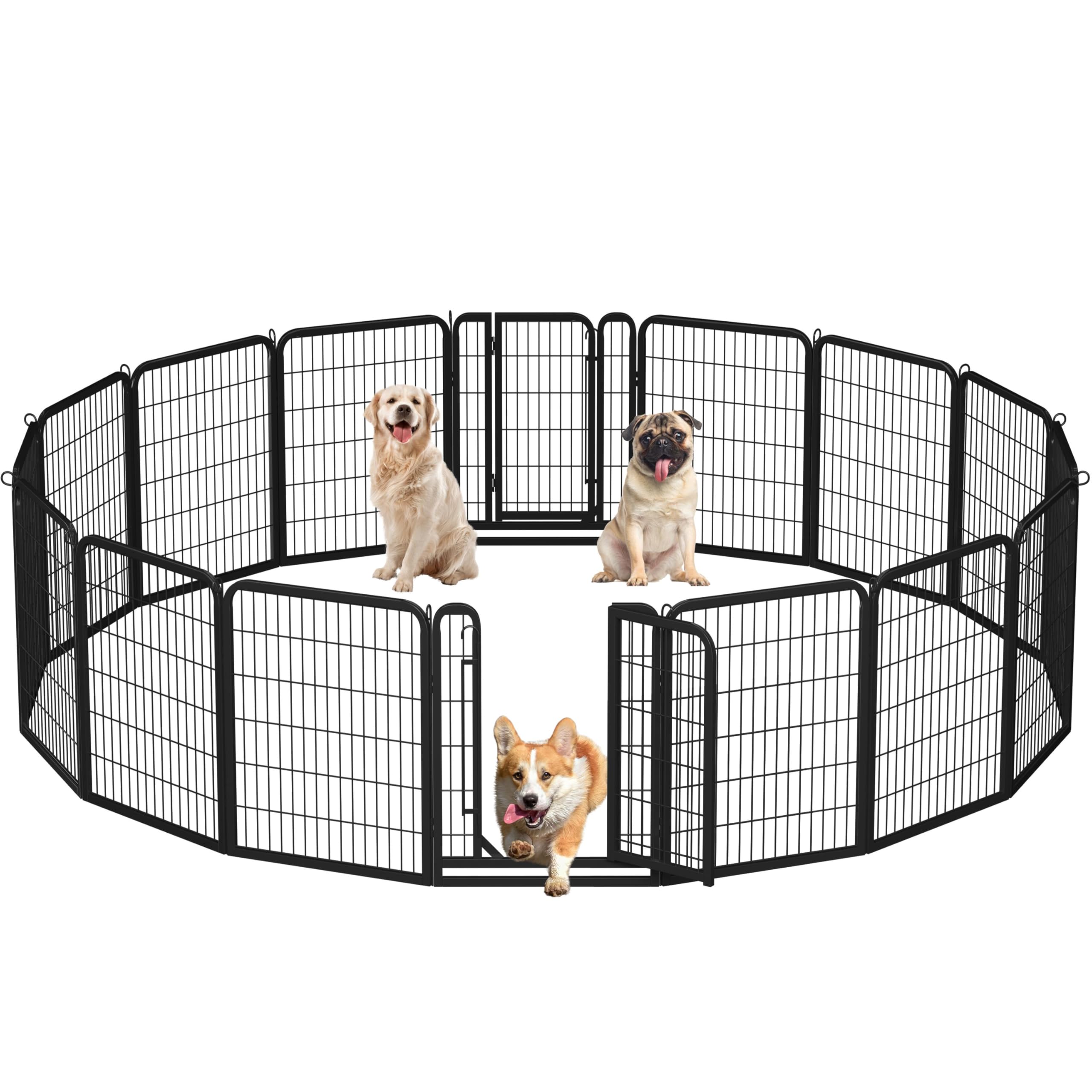 Yaheetech Dog Playpen Outdoor, 32 inch 16 Panels Dog Pen Indoor Heavy Duty Puppy Exercise Pen Metal Pet Fence for RV Camping/Yard/Garden