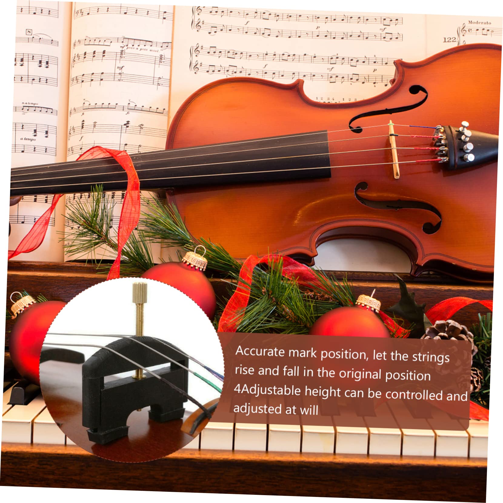 Sollevacorde Violino 1/4-4/4 per Ponte, Accessorio Nero | Plastica e Ferro Placcato, Posizione di Marcatura Accurata, Non Facile da Rompere