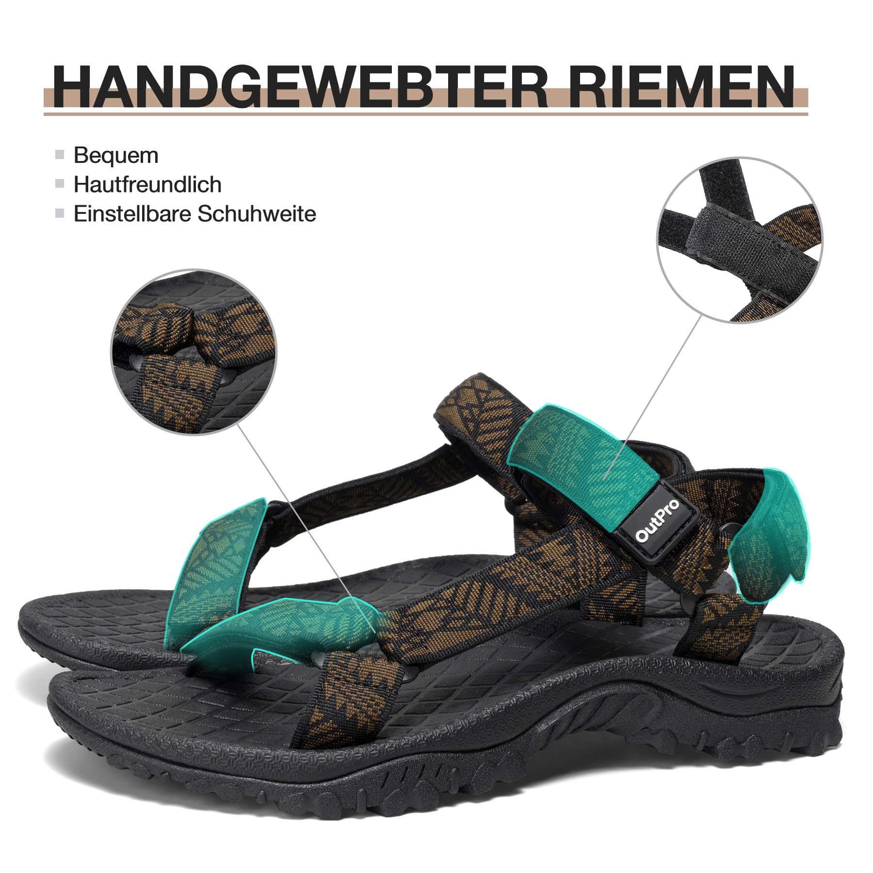 OutPro Sandalias deportivas para hombre, ajustables, escaleras de escalada, sandalias de senderismo, sandalias de agua, transpirables, para trekking, senderismo al aire libre