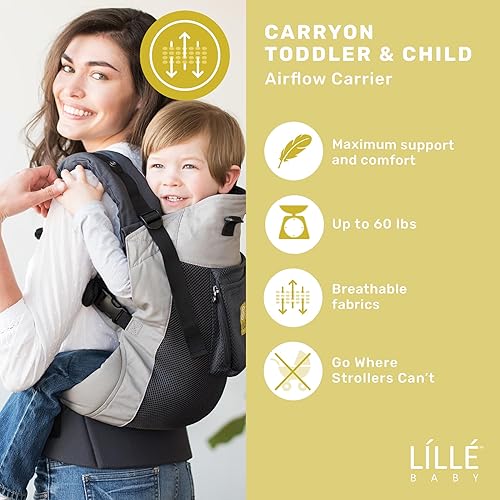 Miniatura 2 de LÍLLÉbaby 3 en 1 Portabebé Ergonómico CarryOn Airflow para Niños Pequeños con Soporte Lumbar y Malla Transpirable (25-60 libras), Soportivo y