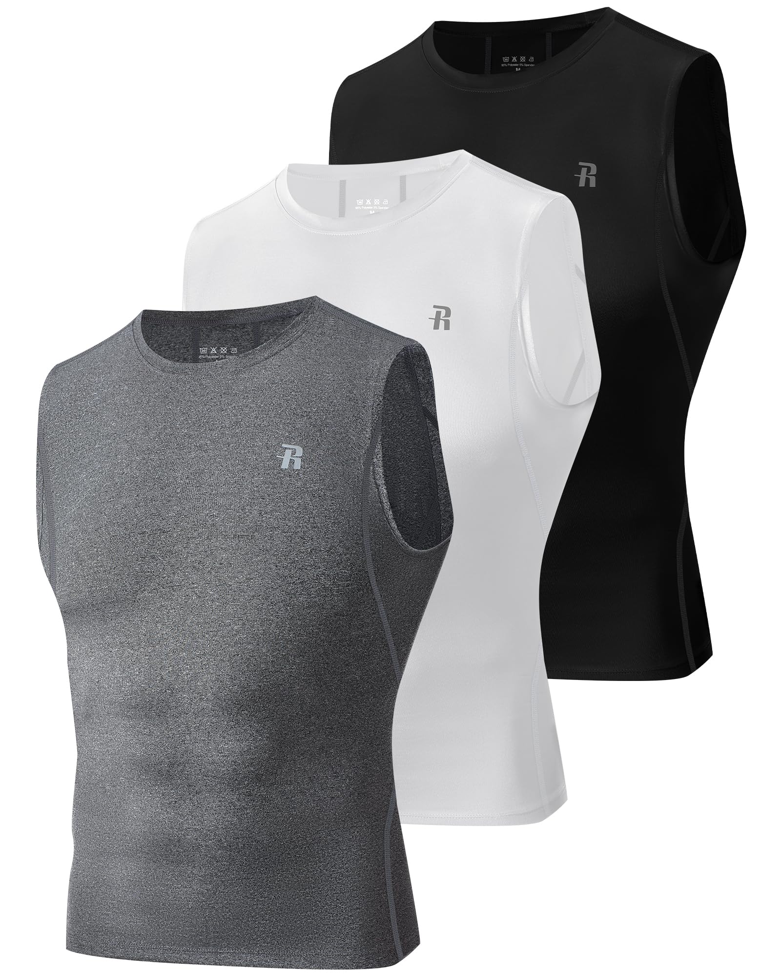 Runhit Herren Kompressionsshirt Tank Top Ärmellos, 1/3 Pack Funktionsshirt Atmungsaktiv Schnell Trocknend, Laufshirt & Muskelshirt für Fitness Gym Training, Sport Unterhemd