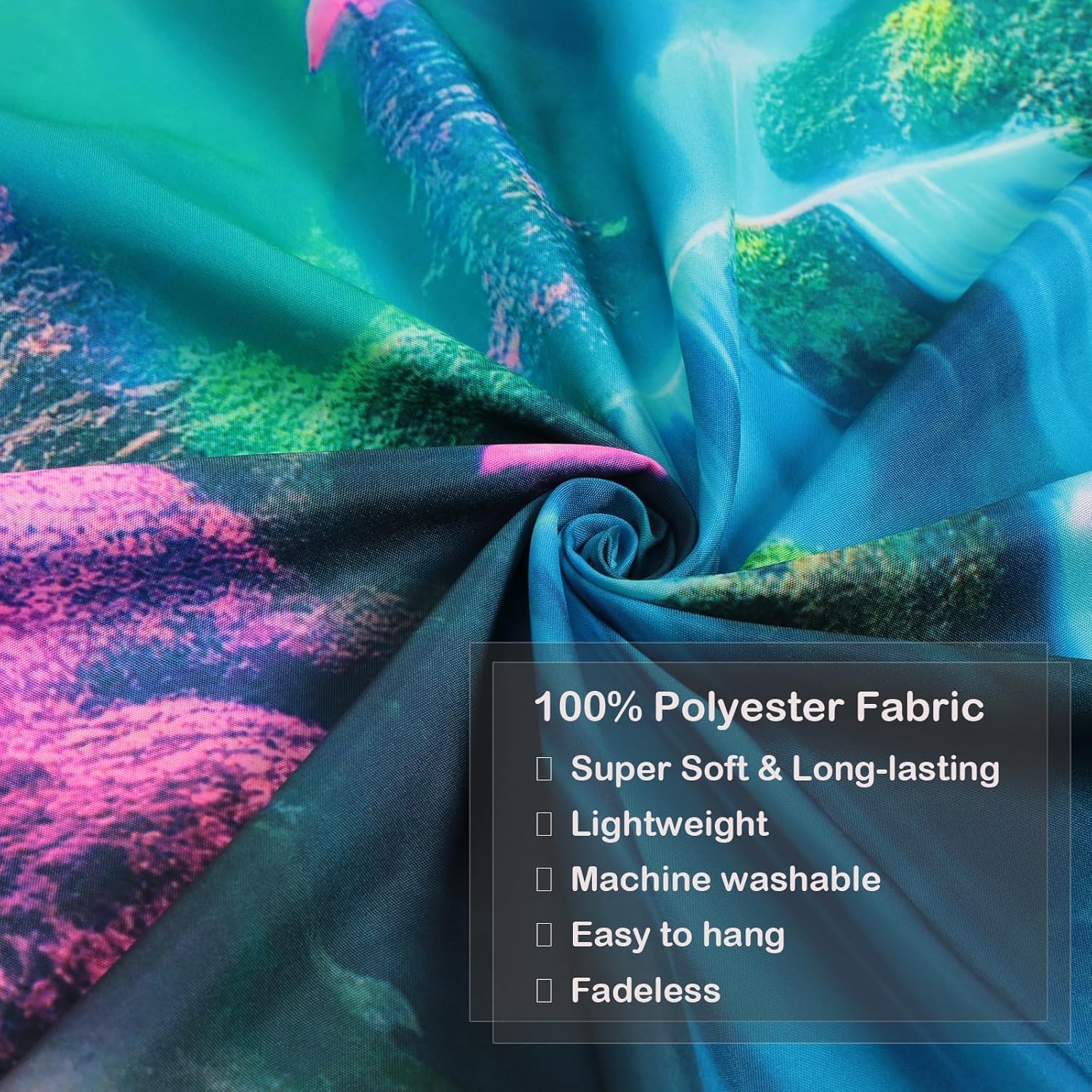 Miytal Blacklight Fantasy Mushroom Waterfall Tapestry – UV Reactive Neon Forest Wall Hanging, Glow in the Dark Nature Art Décor for Bedroom, Living Room - 94.5" x 126"