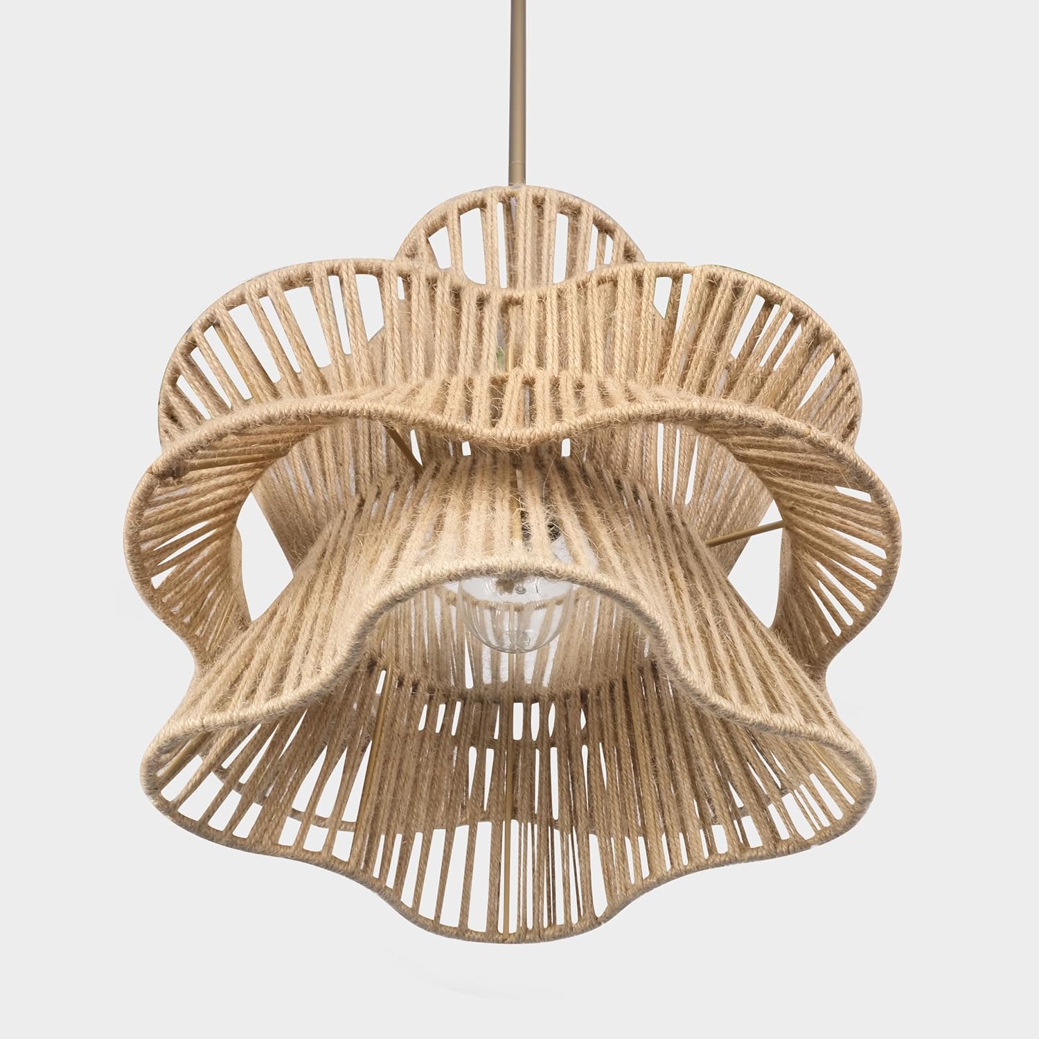 Homebelife 16" Natural Woven Rattan Chandelier, Country Rustic Boho ...