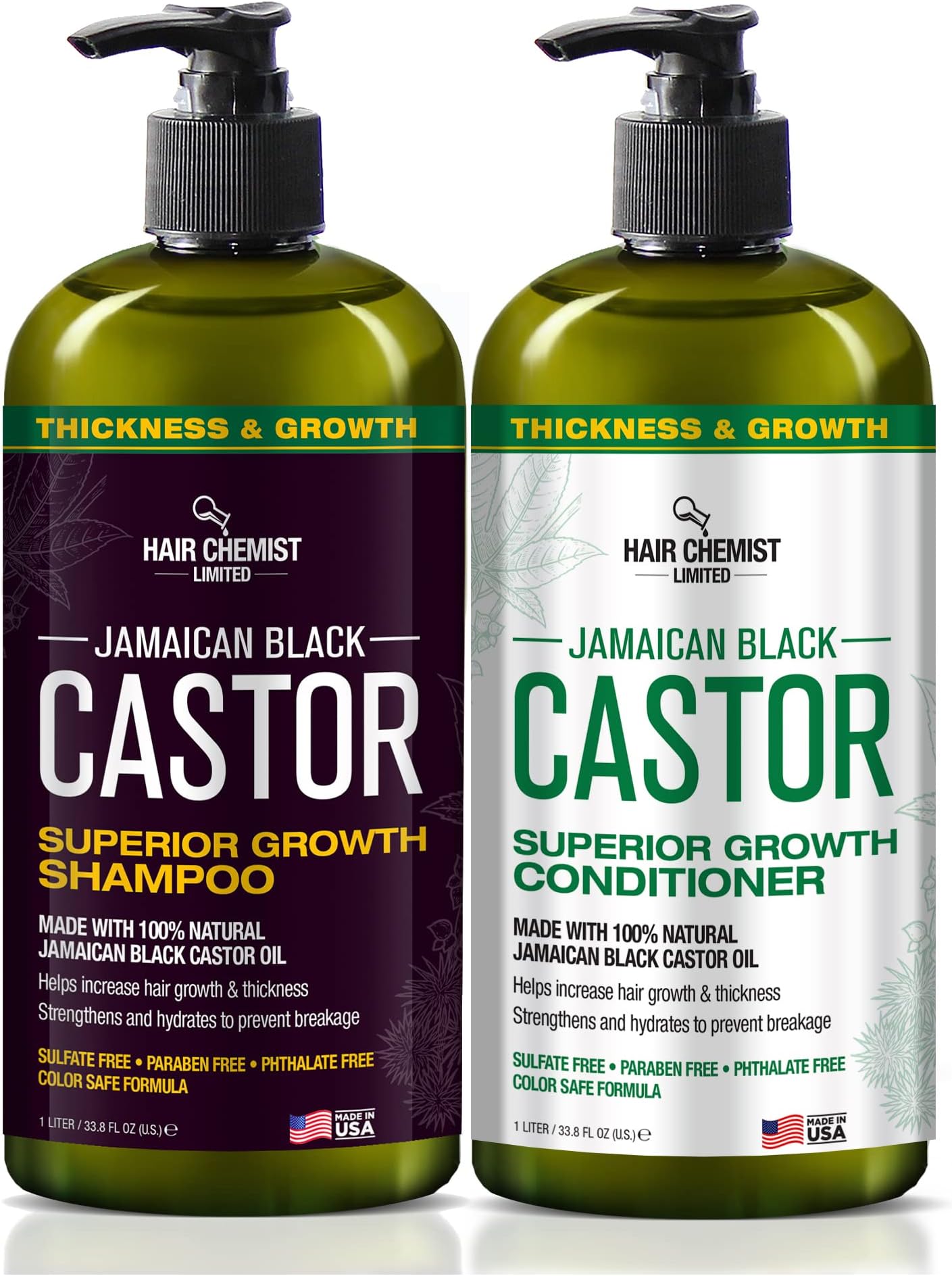 Superior Growth Jamaican Black Castor Shampoo 33.8oz & Conditioner 33.8oz - 2-PC Shampoo & Conditioner for Hair Growth