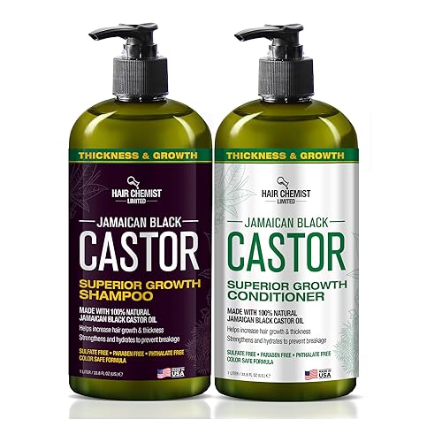 Hair Chemist Superior Growth Jamaican Black Castor Shampoo 33.8oz & Acondicionador 33.8oz – Champú y acondicionador de 2 piezas para el crecimiento