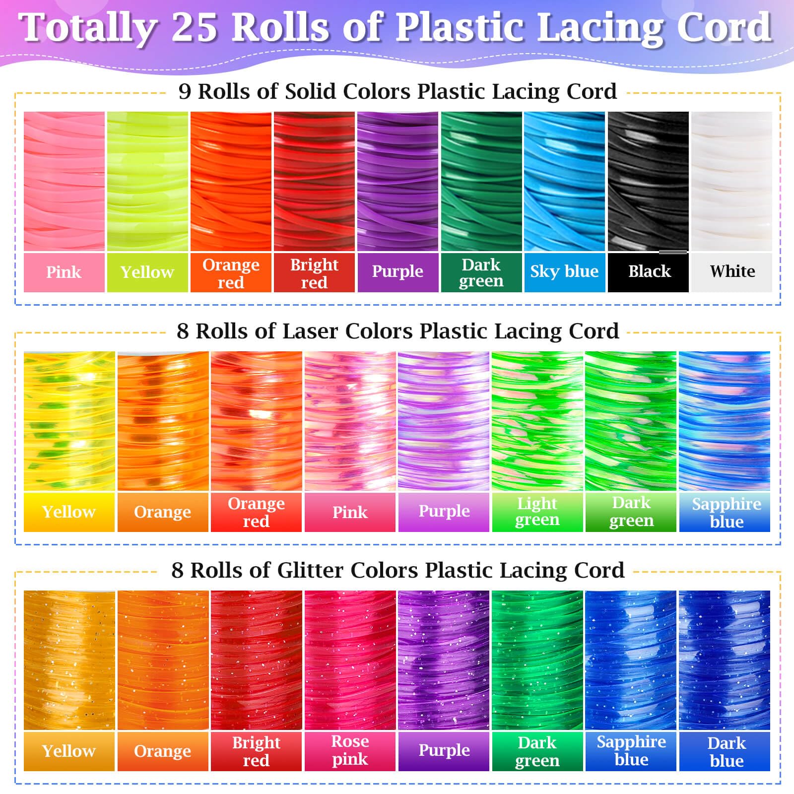 Cridoz 25 Colors Gimp String Plastic Lacing Craft Kit Cridoz Gimp ...