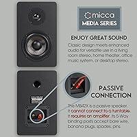 Vista 2 de Micca MB42X Parlantes avanzados para estante para sonido envolvente de cine en casa, estéreo y monitor de campo cercano pasivo, 2 vías (negro, par)