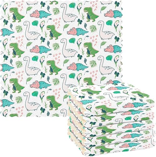 linqin Cute Dino 6 Pack Quick Dry Towels for Drying Dishes Print Soft Tea Towels for Kitchen Reusable for Bathroom Oven