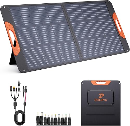 Panel solar portátil de 100 W, RV Essentials, cargador solar plegable ETFE de 20 V para estación de energía, salida QC3.0 USB-A y tipo C, 23.5% de