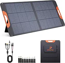 100W Portable Solar Panel,Fordable Solar Cell Solar Charger MC-4 Cable for Power Station,USB-A and Type-C Output,23.5% High Efficiency IP67 Water& Dustproof for Camping RV Trip Van Travel