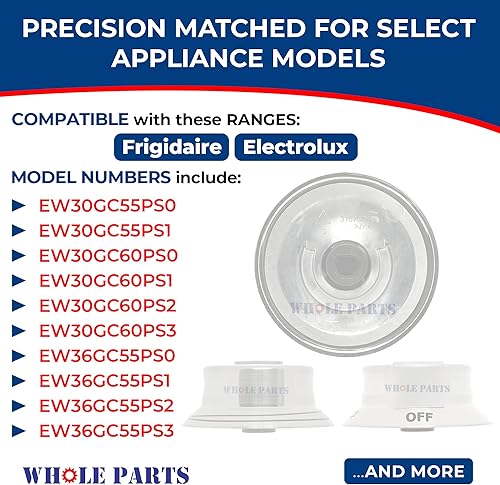 Miniatura 4 de Whole Parts Pomo de control de quemador de estufa # 318569904 - Reemplazo y compatible con algunas gamas Frigidaire y Electrolux