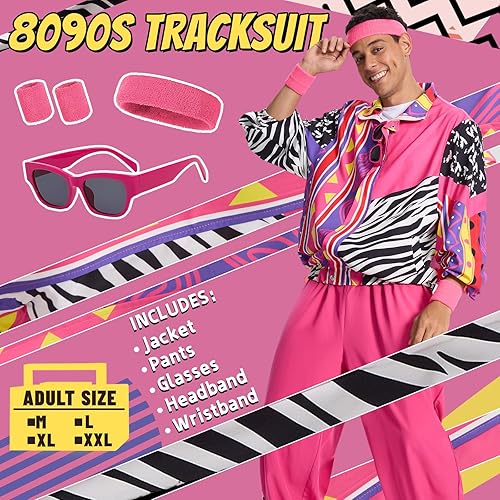 Miniatura 2 de Conjunto deportivo de los años 80 y 90 para hombre, traje de Halloween retro de los años 80 con accesorios de hip-hop