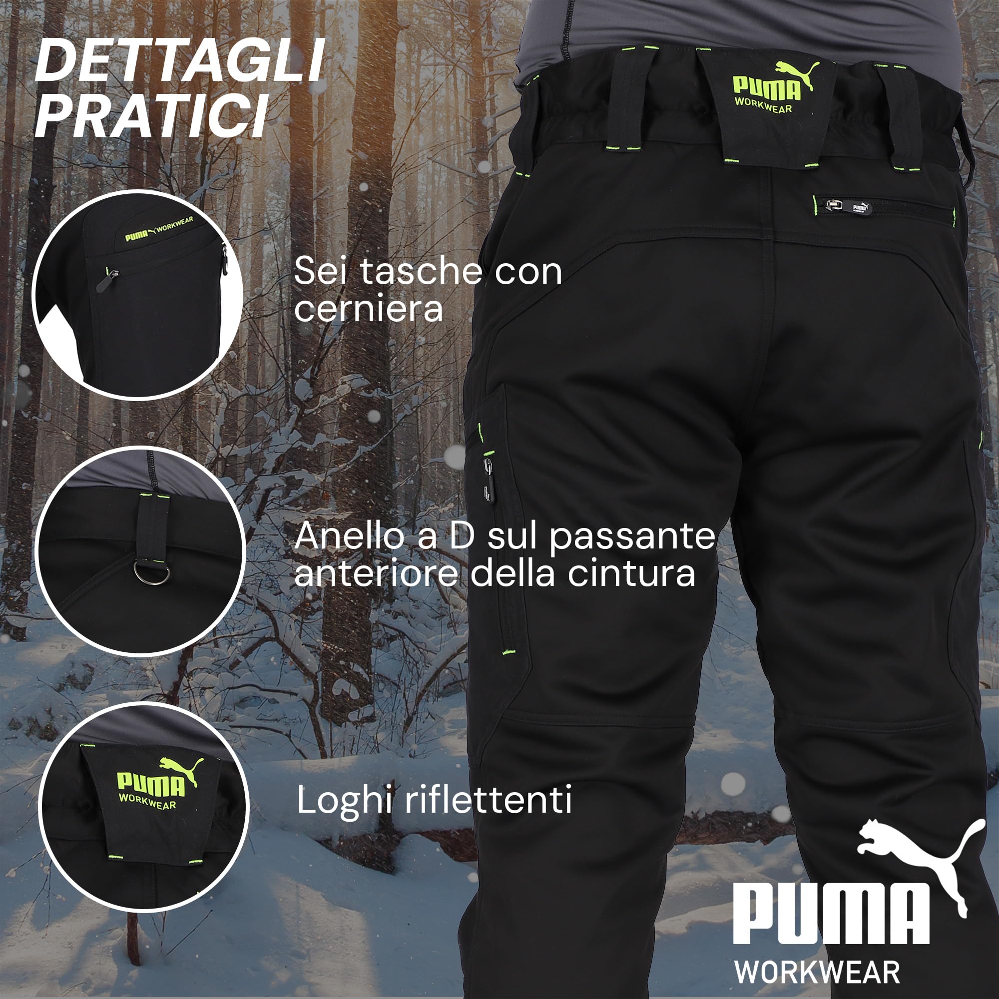 PUMA Workwear ProOne Alpine Pantaloni da uomo foderati – Pantaloni da uomo – Pantaloni da uomo – Antivento e impermeabile – Pantaloni elastici da lavoro da uomo – Pantaloni invernali da uomo