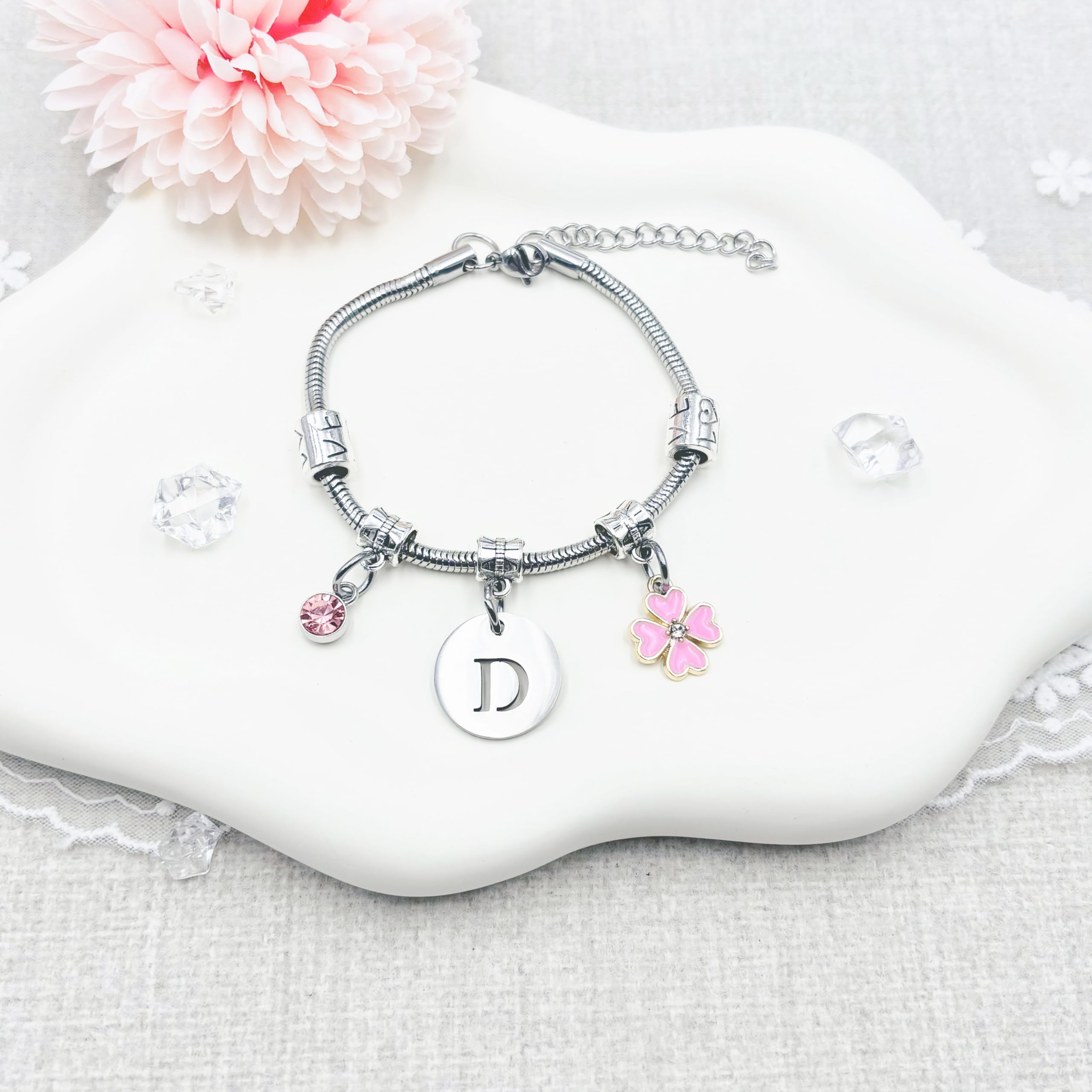 KJKJKJ A-Z 26 Lettera Iniziale Ciondolo Bracciale Donne Natale Regalo Personalizzazione Idee Regalo di Compleanno Bracciale,Figlia Sorelle Amici Amante Compleanno Natale Laurea Regalo Bracciale