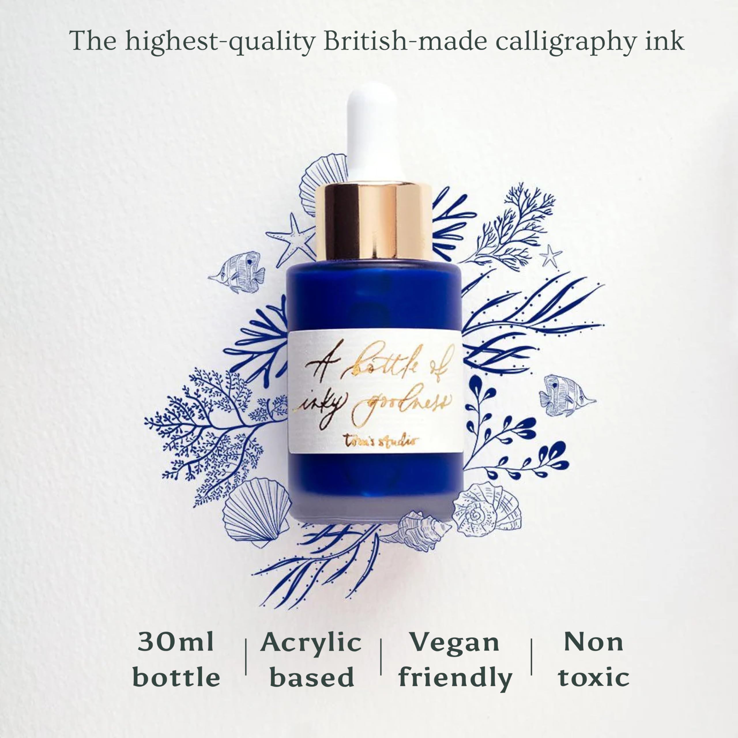 Tom’s Studio Calligraphy Ink, Ultra Marine, 30 ml - Image 3