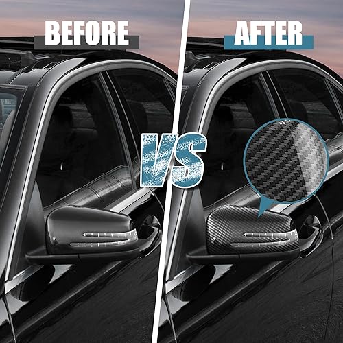 Miniatura 2 de X AUTOHAUX Par nuevo exterior espejo retrovisor vivienda puerta ala espejo cubierta tapa de fibra de carbono patrón para Mercedes Benz a B C E GLA