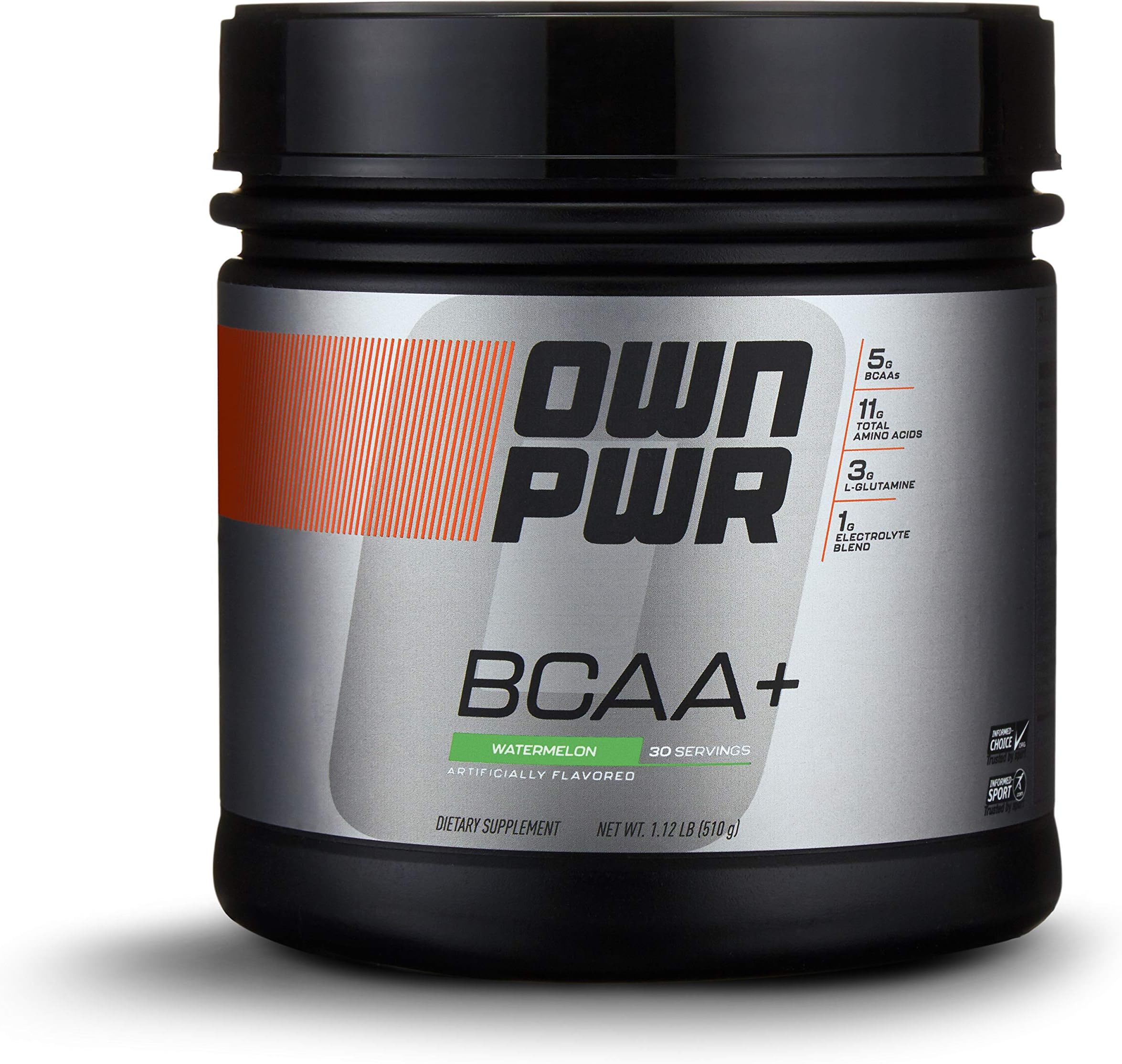 Amazon Brand - OWN PWR BCAA+ Powder, Watermelon, 30 Servings, Micronized Branched Chain Amino Acids with Glutamine, Electrolytes & More