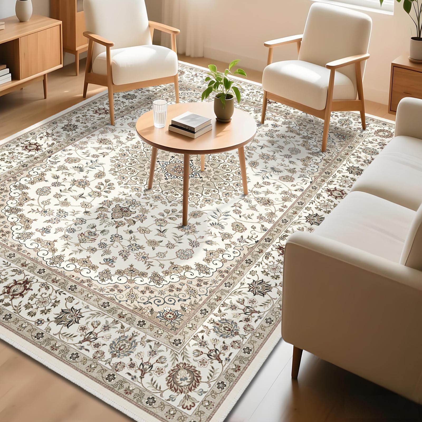 Amazon | FORTSEA 洗える ラグマット 200×250cm 3畳 ペルシャ風 花柄