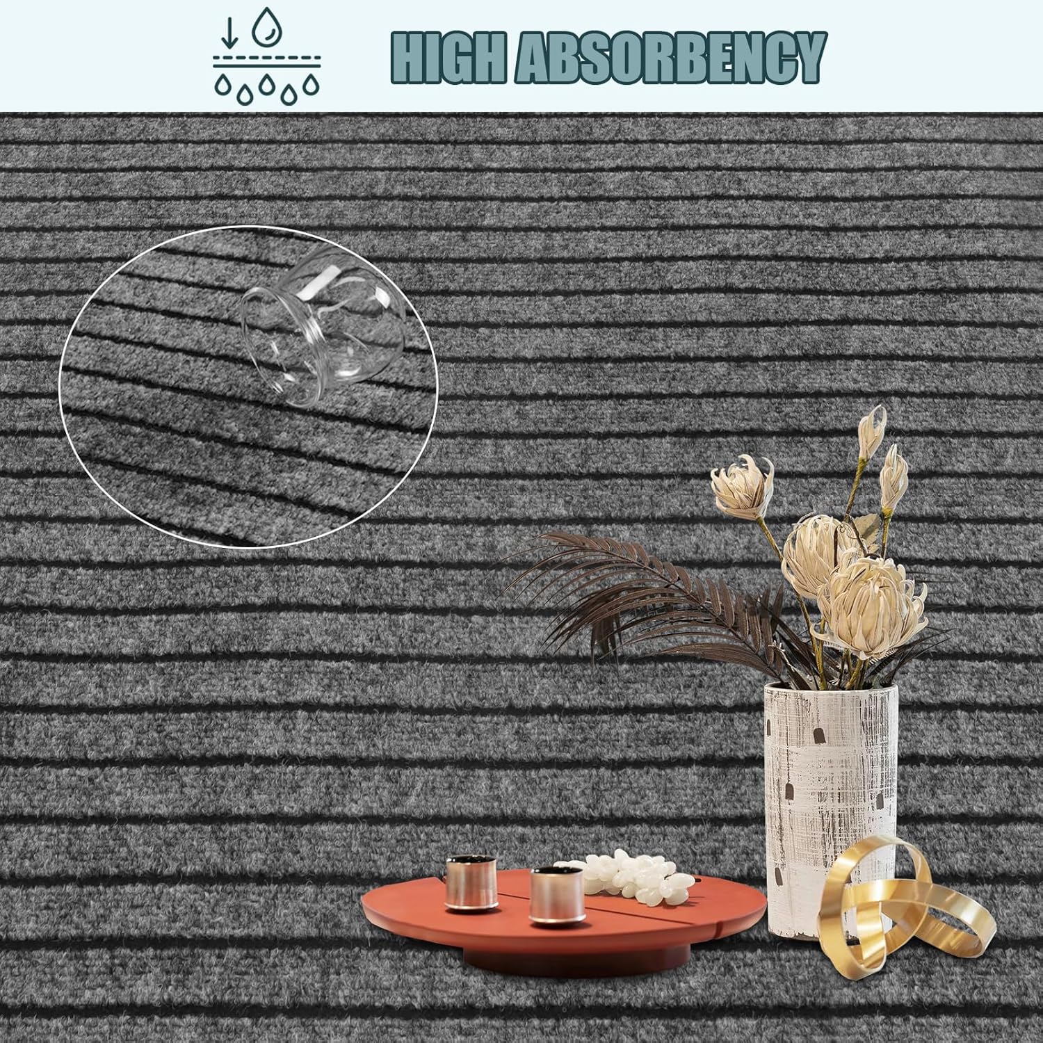 Runner Rug 2 ft x6 ft, Outdoor/Indoor Rug with Rubber Backing Non Slip for Hallway, Kitchen, Patio, Laundry, RV, Entryway, Garage, Bathroom, Area Rug Carpet, Grey Strip, Customizablees - Image 5