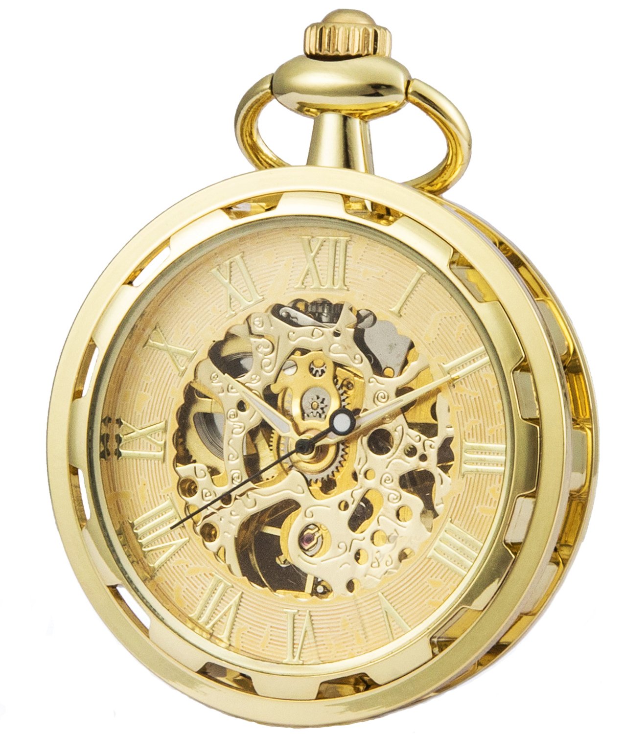 SEWOR Nouveau Design Unique Face à la Main mécanique Vent Montre de Poche complète Sliver