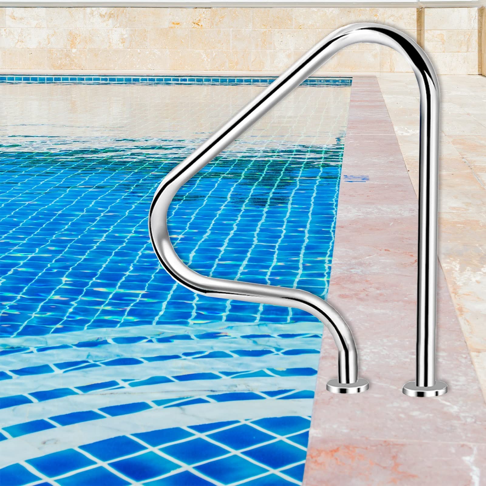 Main courante de piscine antidérapante barre appui 3 coudes pour seniors