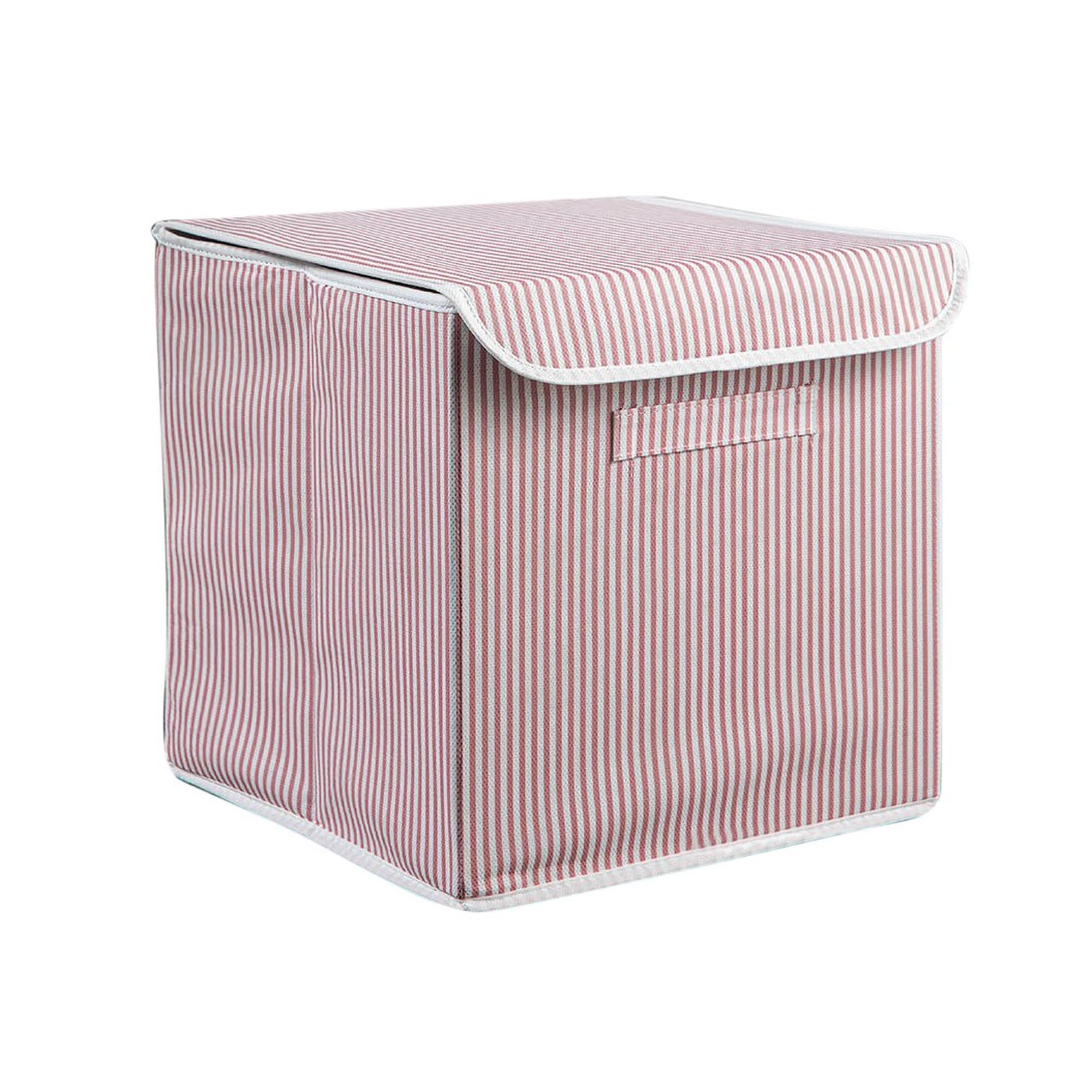Boîte décorative rayée rose et blanche aux finitions premium