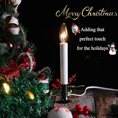 Miniatura 5 de Hortsun 8 velas eléctricas para ventana con base chapada en peltre, sensor de luz para ventana, gira con encendidoapagado automático para decoración