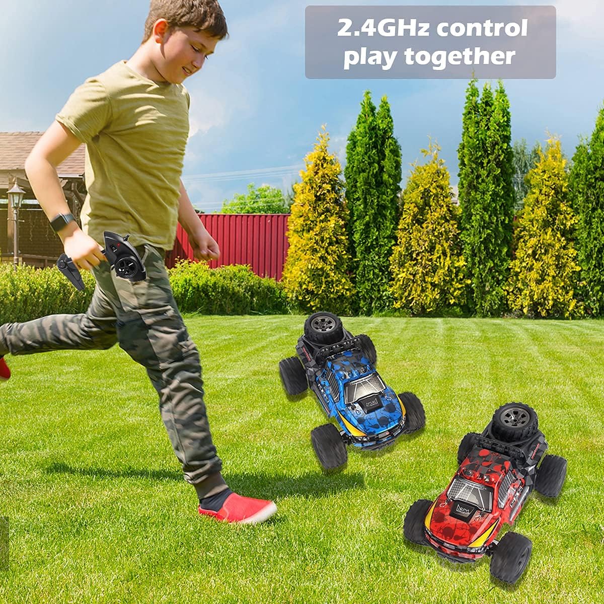 Remote Control Cars, 1:18 Scale Off Road 2.4GHz High Speed Rc Truck with 3 Rechargeable Batteries, 90+ Mins Play, Hobby Rc Cars for Boys Age 8-12 : Toys & Games