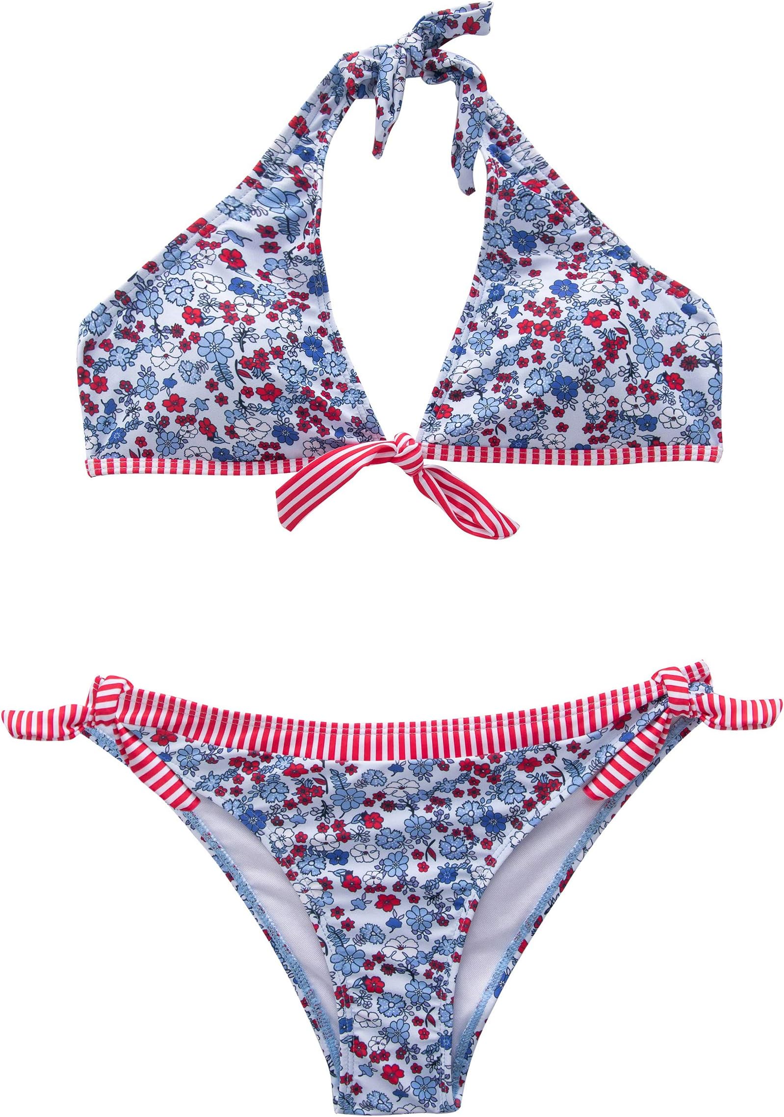 Mumentfienlis Womens Halter Bikini Two Piece Bathing Suit - Blue - (12 UK/14 UK) XL