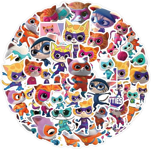 QIEMOT Super Stickers Kitties - Paquete de calcomanías de vinilo impermeables para botella de agua, álbumes de recortes, fiestas, niños