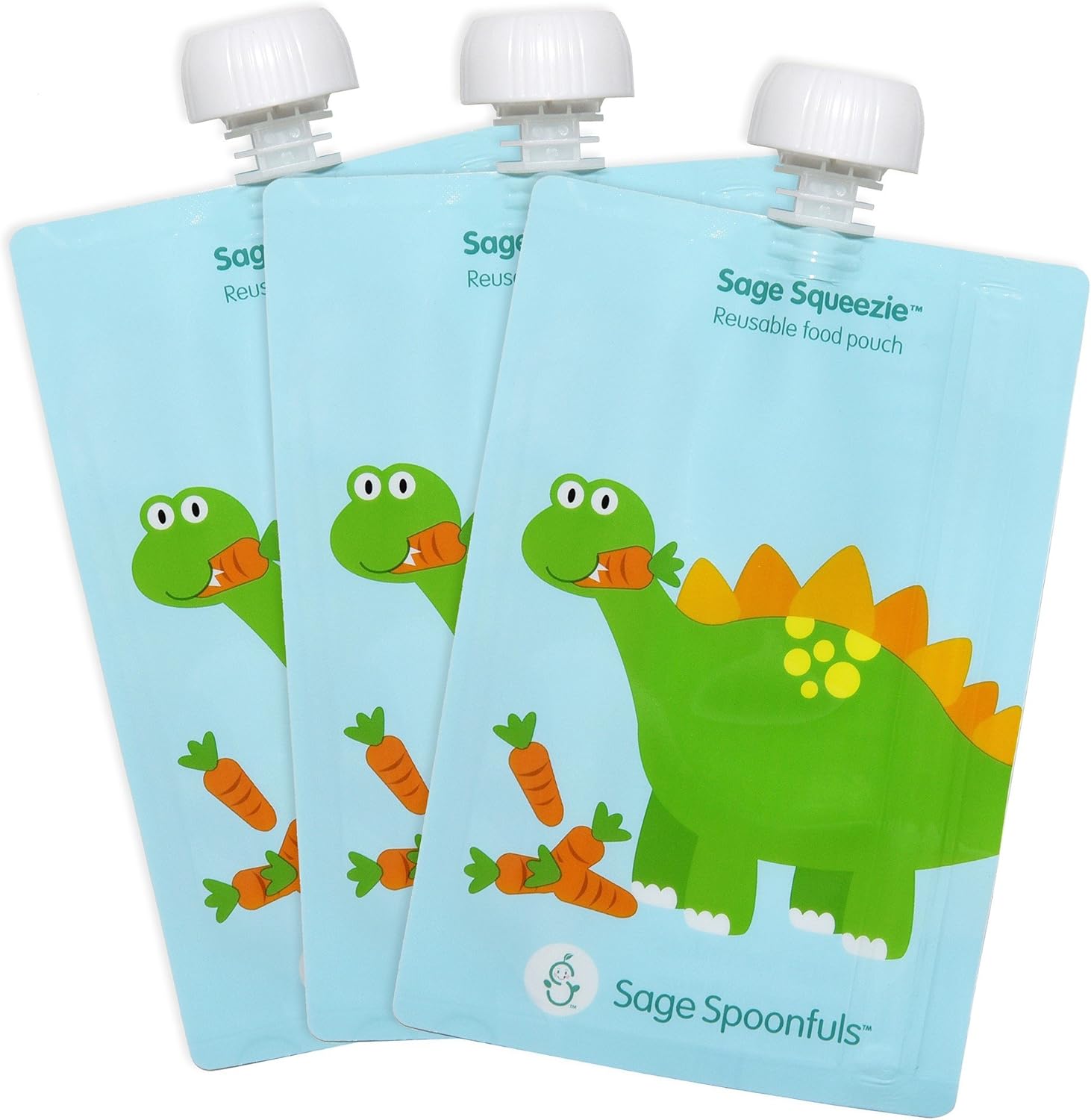 Amazon.co.jp Sage Spoonfuls 3 Piece Squeeze Dinosaur Reusable Food