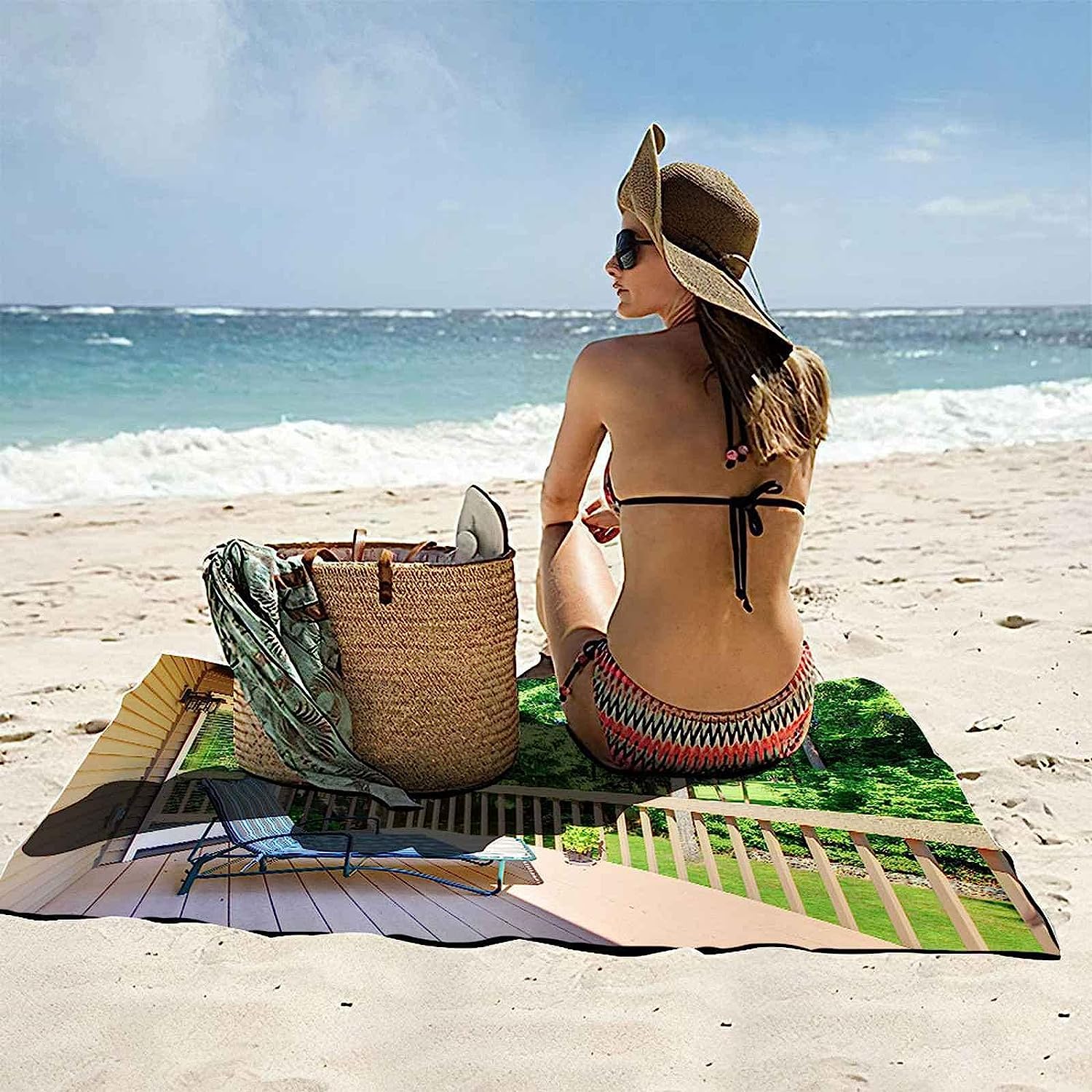 Telo Mare 3D Villa Foresta Verde 200 X 200 Cm, Telo Da Bagno, Telo Da Spiaggia In Microfibra. Asciugamano Ultra Leggero E Ad Asciugatura Rapida Per Sport, Coperta Da Spiaggia, Coperta Da Pi -5C7O/R0N