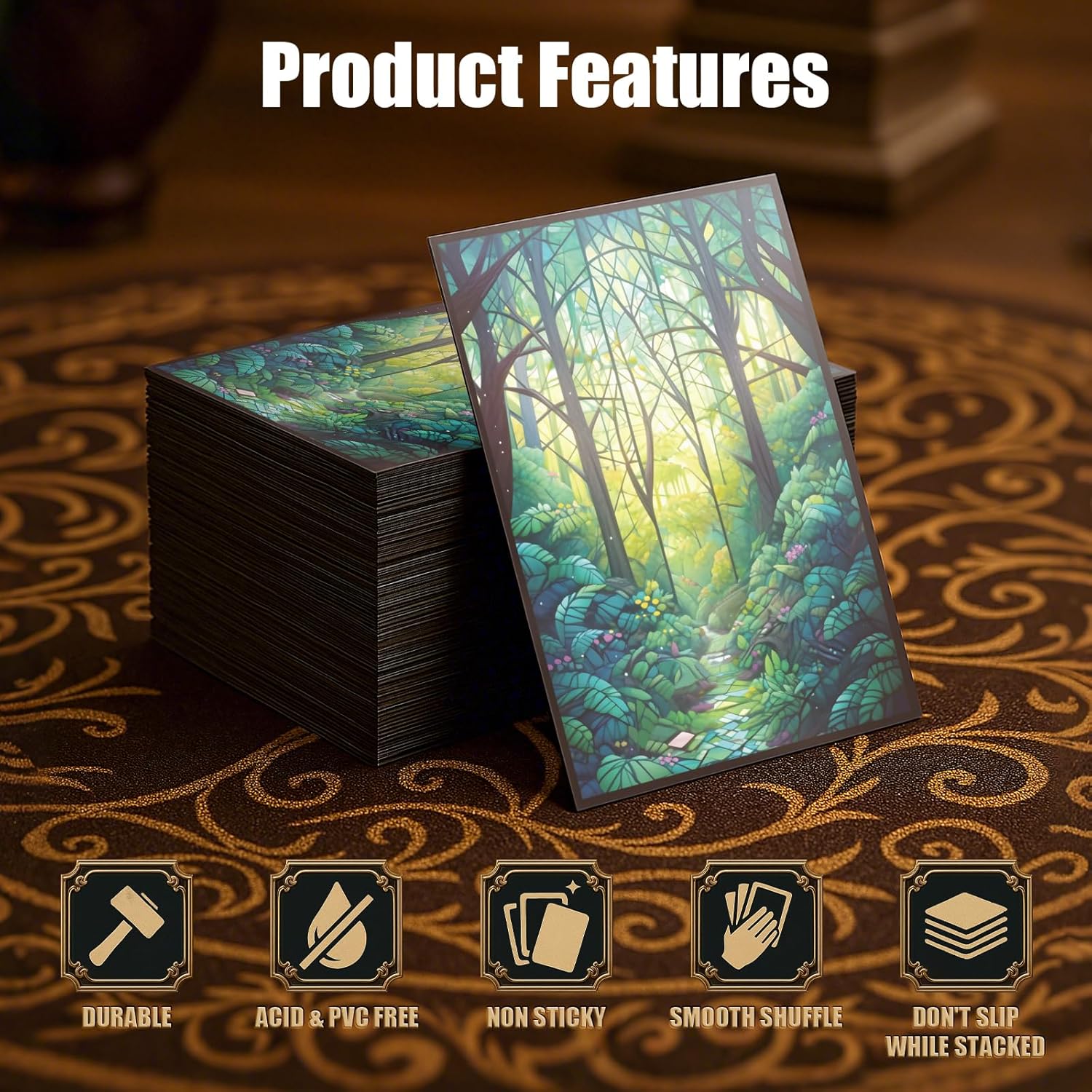 MTG Card Sleeves - Forest- Ultra Clear Front & Matte Finish Back, 100 Count Standard Size Matte Art Sleeve for Magic The Gathering