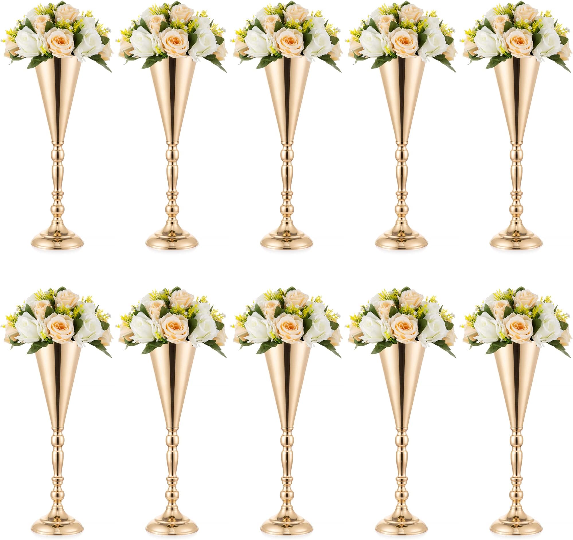 Weysat 10 Pcs Tall Vases for Centerpieces, 15 Inch Trumpet