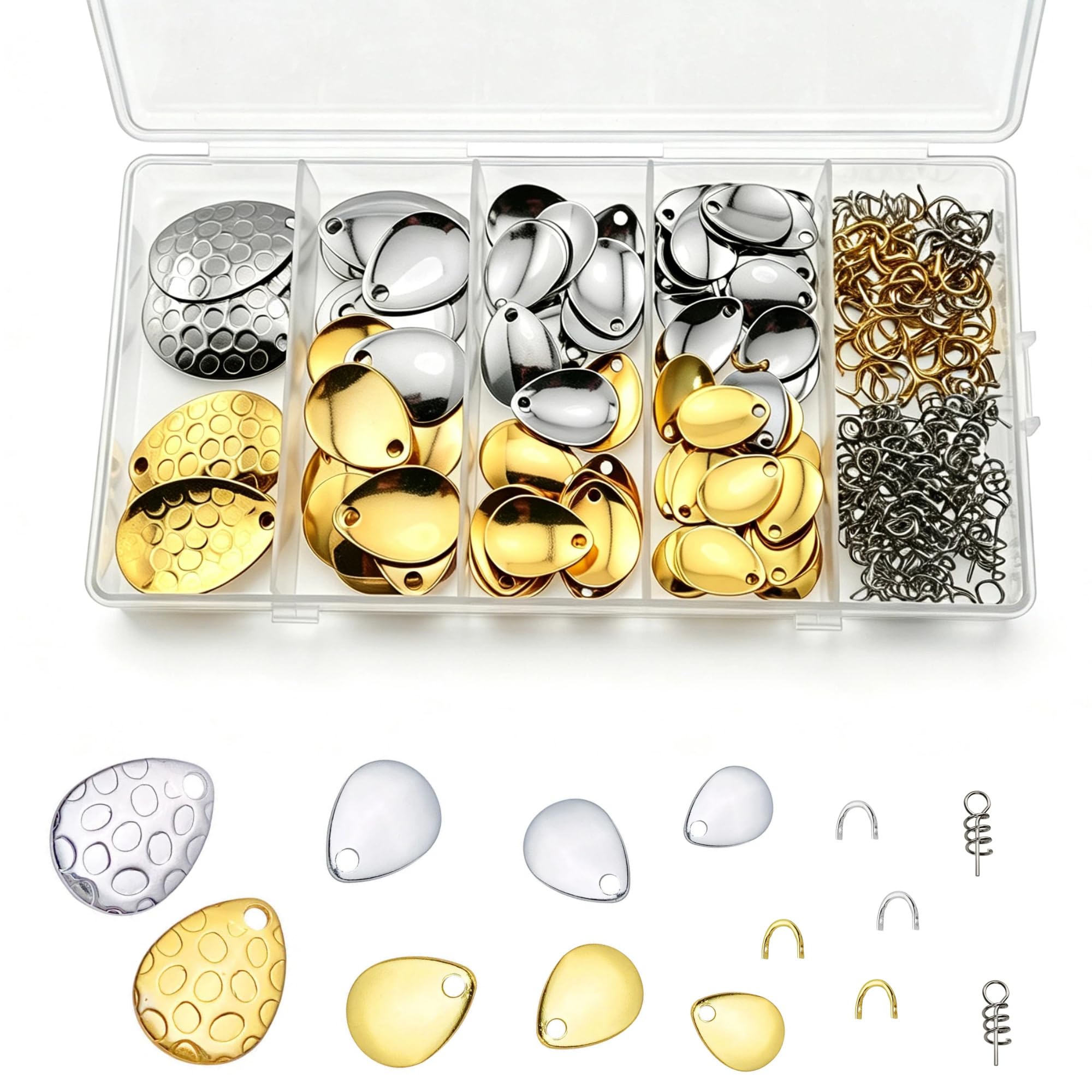 Colorado Spinner Blades for Walleye Rig: 250-Piece Spinnerbait Blades Assortment Kit Size 1 2 3 3.5