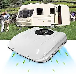 Ar condicionado de teto para trailer 12V 7000BTU 12 volts DC ar-condicionado ultrafino para estacionamento elétrico adequado para trailer, caminhão, escavadeira, veículo off-road, SUV, ônibus