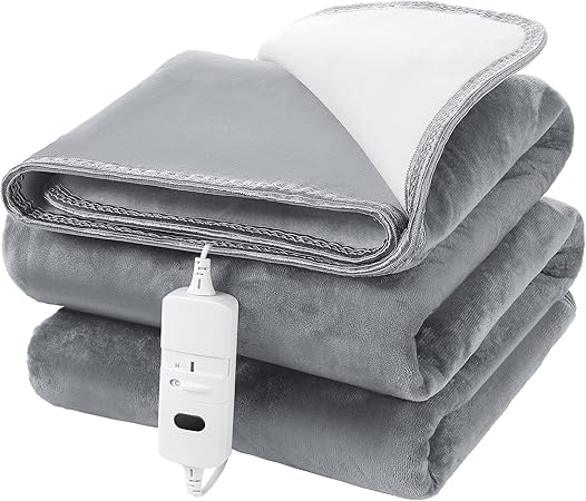 Review Electric Blanket Throw 50 x 60 Inches Soft Fleece Heating Blanket Thick Soft Warming Plush Heated Throw with 10 Temperature Settings for Bed Home Office Use, Grey Review Electric Blanket Throw 50 x 60 Inches Soft Fleece Heating Blanket Thick Soft Warming Plush Heated Throw with 10 Temperature Settings for Bed Home Office Use, Grey